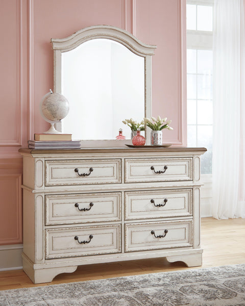 Realyn Full Panel Bed with Mirrored Dresser
