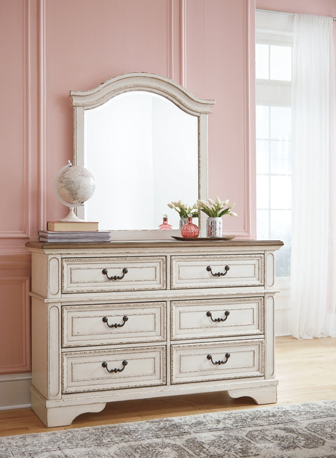 Realyn Twin Panel Bed with Mirrored Dresser and 2 Nightstands