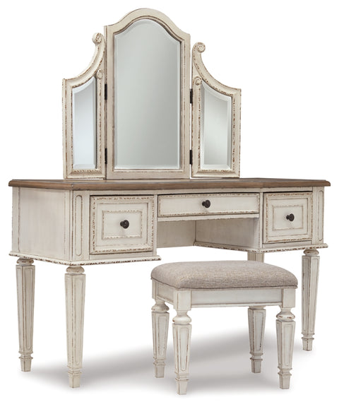 Realyn Vanity and Mirror with Stool - JMD Furniture DMV