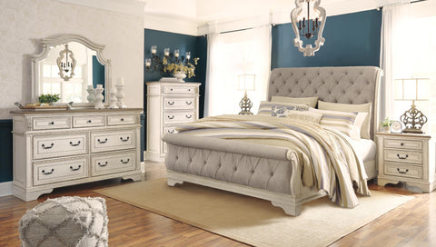 Realyn King Sleigh Bed with Mirrored Dresser, Chest and 2 Nightstands