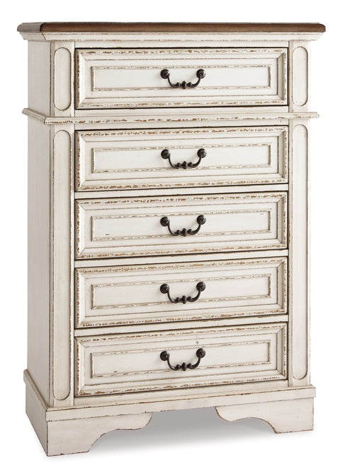 Realyn Full Panel Bed with Mirrored Dresser, Chest and 2 Nightstands