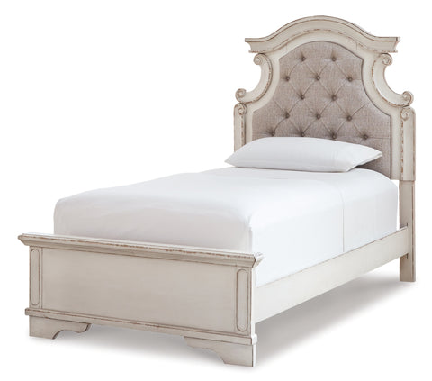 Realyn Twin Panel Bed with Mirrored Dresser and 2 Nightstands