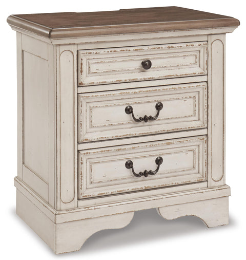 Realyn King Upholstered Panel Bed with Mirrored Dresser, Chest and 2 Nightstands