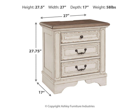 Realyn Queen Upholstered Panel Bed with Mirrored Dresser and 2 Nightstands