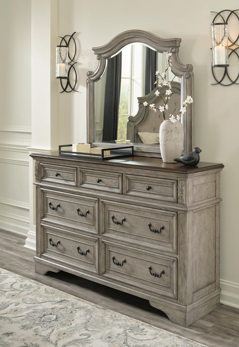 Lodenbay California King Panel Bed with Mirrored Dresser, Chest and 2 Nightstands
