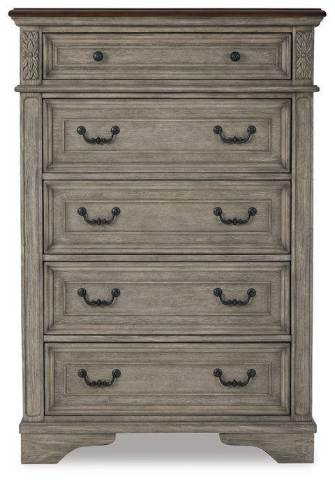 Lodenbay California King Panel Bed with Mirrored Dresser and Chest