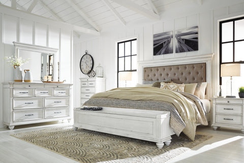 Kanwyn Queen Panel Bed with Storage with Mirrored Dresser and Chest