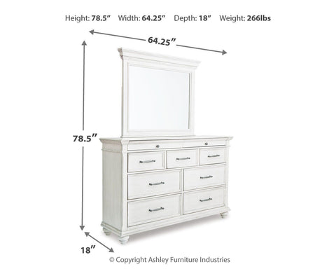 Kanwyn King Panel Bed with Storage with Mirrored Dresser and 2 Nightstands