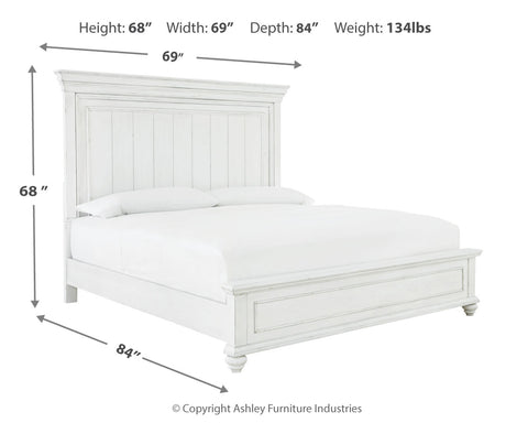 Kanwyn Queen Panel Bed with Mirrored Dresser and 2 Nightstands