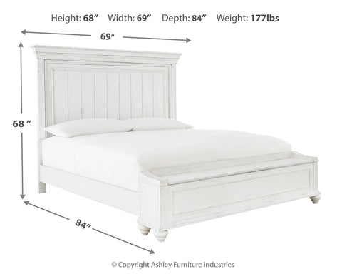 Kanwyn Queen Panel Bed with Storage with Mirrored Dresser and 2 Nightstands