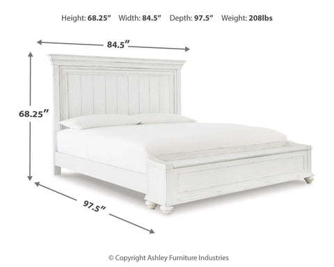 Kanwyn King Panel Bed with Mirrored Dresser, Chest and 2 Nightstands