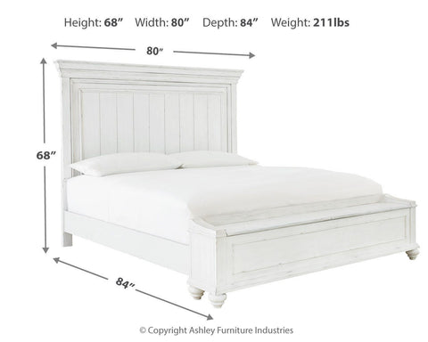 Kanwyn King Panel Bed with Storage with Mirrored Dresser and Chest