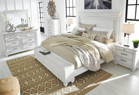 Kanwyn Queen Panel Bed with Storage with Mirrored Dresser, Chest and 2 Nightstands