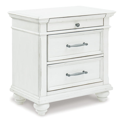 Kanwyn Queen Panel Bed with Storage with Mirrored Dresser and 2 Nightstands