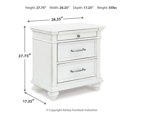 Kanwyn King Panel Bed with Mirrored Dresser, Chest and 2 Nightstands