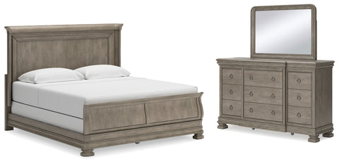 Lexorne King Sleigh Bed with Mirrored Dresser - JMD Furniture DMV