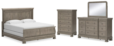 Lexorne California King Sleigh Bed with Mirrored Dresser and Chest - JMD Furniture DMV