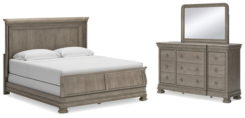 Lexorne California King Sleigh Bed with Mirrored Dresser - JMD Furniture DMV