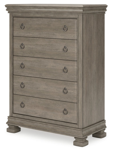 Lexorne Queen Sleigh Bed with Mirrored Dresser, Chest and Nightstand