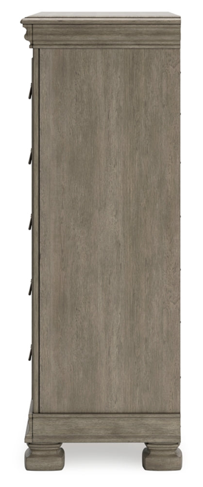 Lexorne Queen Sleigh Bed with Mirrored Dresser, Chest and 2 Nightstands