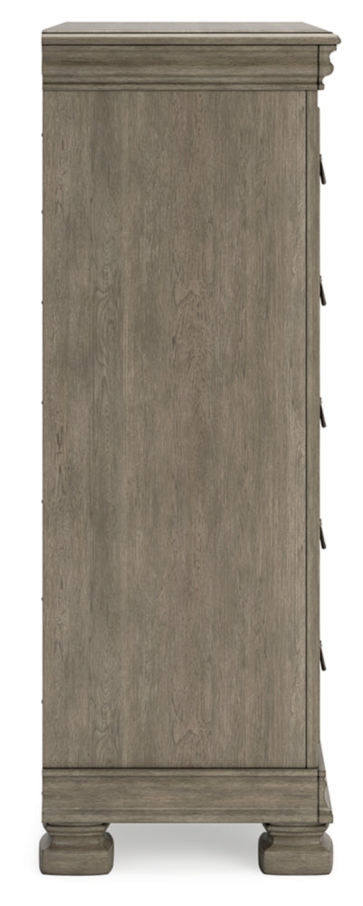 Lexorne Queen Sleigh Bed with Mirrored Dresser, Chest and 2 Nightstands