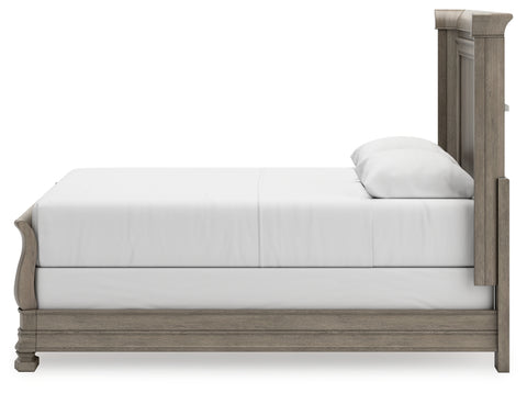 Lexorne Queen Sleigh Bed with Mirrored Dresser, Chest and Nightstand