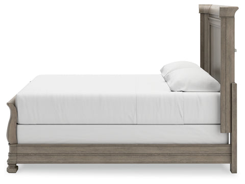 Lexorne King Sleigh Bed with Mirrored Dresser, Chest and Nightstand