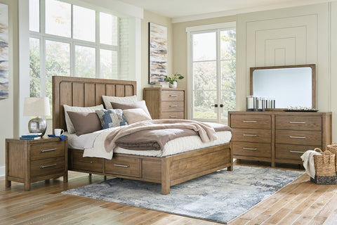 Cabalynn California King Panel Bed with Storage with Mirrored Dresser, Chest and Nightstand - JMD Furniture DMV
