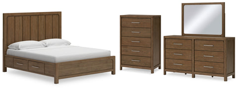 Cabalynn California King Panel Bed with Storage with Mirrored Dresser and Chest - JMD Furniture DMV