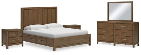 Cabalynn California King Panel Bed with Storage with Mirrored Dresser and 2 Nightstands - JMD Furniture DMV