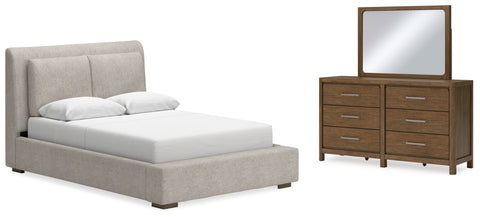 Cabalynn Queen Upholstered Bed with Mirrored Dresser - JMD Furniture DMV