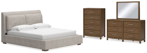 Cabalynn California King Upholstered Bed with Mirrored Dresser and Chest - JMD Furniture DMV