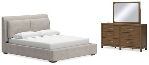 Cabalynn California King Upholstered Bed with Mirrored Dresser - JMD Furniture DMV