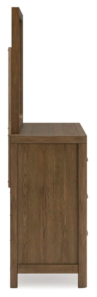 Cabalynn California King Upholstered Bed with Mirrored Dresser and Nightstand