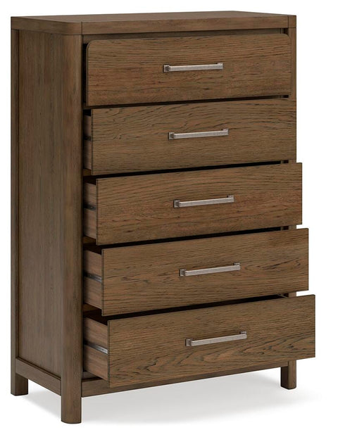 Cabalynn California King Upholstered Bed with Mirrored Dresser and Chest
