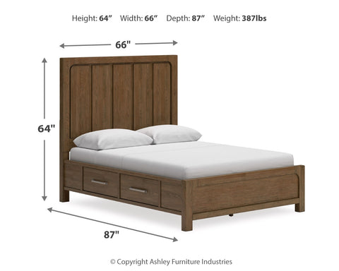 Cabalynn Queen Panel Bed with Storage with Mirrored Dresser, Chest and Nightstand