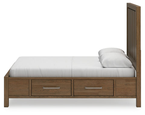 Cabalynn Queen Panel Bed with Storage with Mirrored Dresser and 2 Nightstands