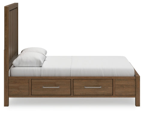 Cabalynn Queen Panel Bed with Storage with Mirrored Dresser and 2 Nightstands