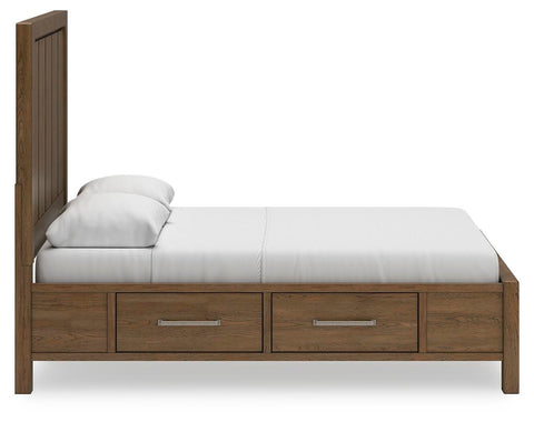 Cabalynn Queen Panel Bed with Storage with Mirrored Dresser, Chest and 2 Nightstands