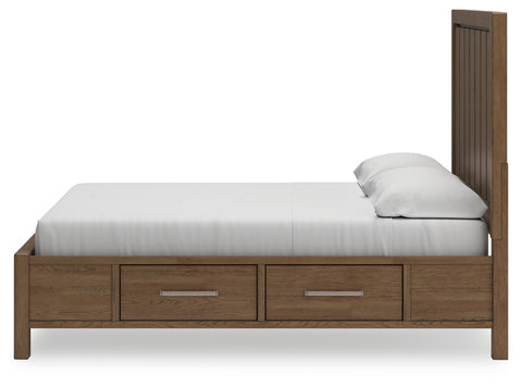 Cabalynn California King Panel Bed with Storage with Mirrored Dresser, Chest and Nightstand