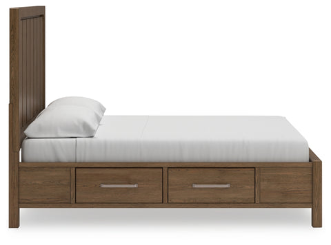 Cabalynn California King Panel Bed with Storage with Mirrored Dresser, Chest and Nightstand
