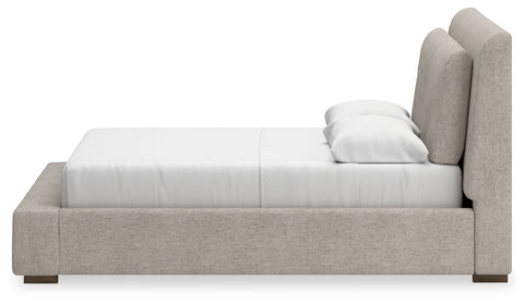 Cabalynn Queen Upholstered Bed with Mirrored Dresser and Nightstand