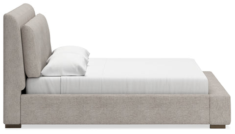 Cabalynn King Upholstered Bed with Mirrored Dresser and Nightstand