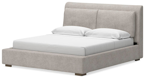 Cabalynn California King Upholstered Bed with Mirrored Dresser and 2 Nightstands