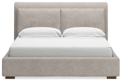 Cabalynn California King Upholstered Bed with Mirrored Dresser, Chest and Nightstand