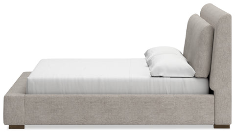 Cabalynn California King Upholstered Bed with Mirrored Dresser, Chest and 2 Nightstands