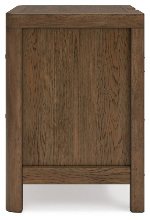Cabalynn Queen Panel Bed with Storage with Mirrored Dresser, Chest and 2 Nightstands
