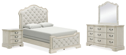 Arlendyne Queen Upholstered Bed with Mirrored Dresser and Nightstand - JMD Furniture DMV