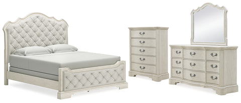 Arlendyne California King Upholstered Bed with Mirrored Dresser and Chest - JMD Furniture DMV