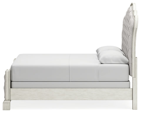 Arlendyne Queen Upholstered Bed with Mirrored Dresser, Chest and 2 Nightstands